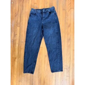 High Waisted Mom Jeans Dark Wash Denim Tapered Leg Relaxed Fit Size 26x26